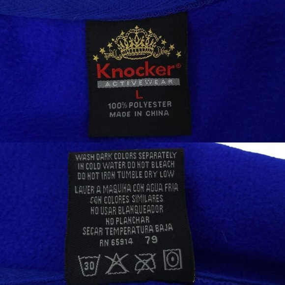 Knocker Polar Fleece Jacket Full Zip Mens Sz L Blue Long Sleeve Pockets - Picture 9 of 9